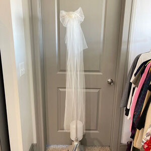 Vintage Cream Lace Beaded Wedding Veil Bridal 46" long